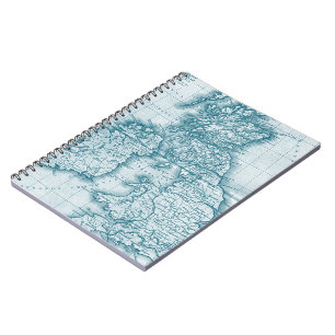 Teal Old World Antique Map Notebook