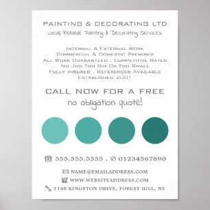 Teal Ombre Circles, Painter & Decorator Poster