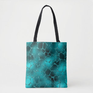 Teal Ombre Glam Glitter Giraffe Spots Pattern Tote Bag