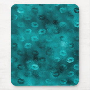 Teal Ombre Glam Glitter Lips Pattern Mouse Pad