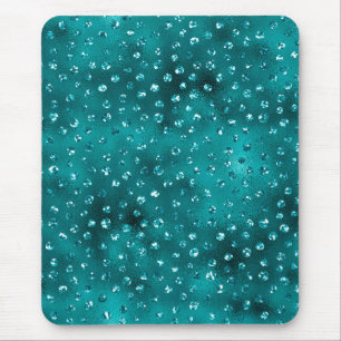 Teal Ombre Glam Glitter Polka Dots Pattern Mouse Pad