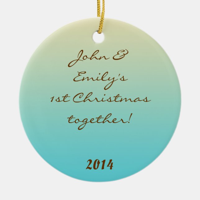 Teal Ombre Gradient Fad Personalised Name Ornament (Front)