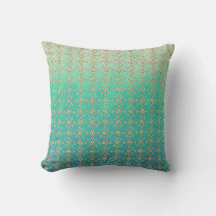 Teal Ombre Pattern and Geometric Tile Cushion