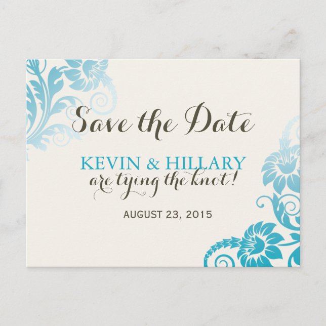 Teal Ombre Save the Date Postcard (Front)