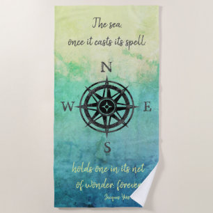 Teal Ombre Sea Beach Towel