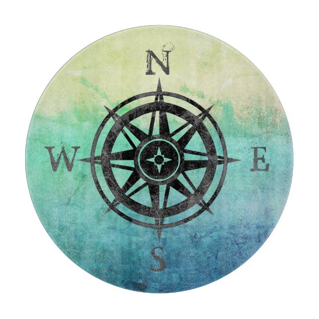Teal Ombre Sea Cutting Board (Front)