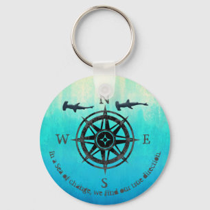 Teal Ombre Sea Key Ring