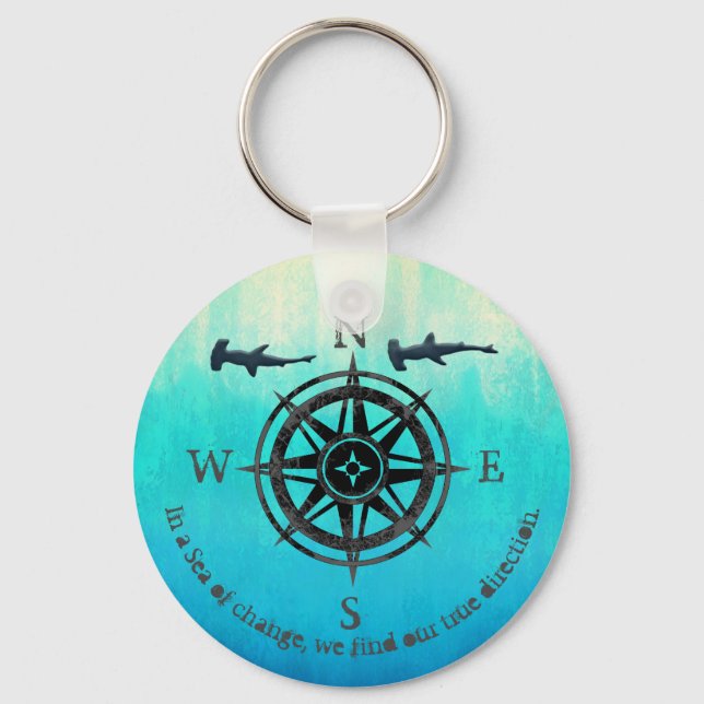 Teal Ombre Sea Key Ring (Front)