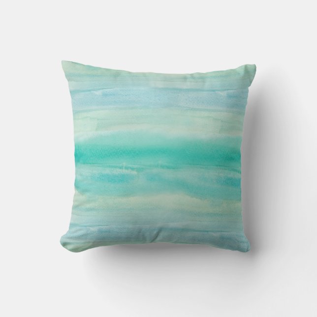 Teal Ombre Watercolor Cushion (Front)
