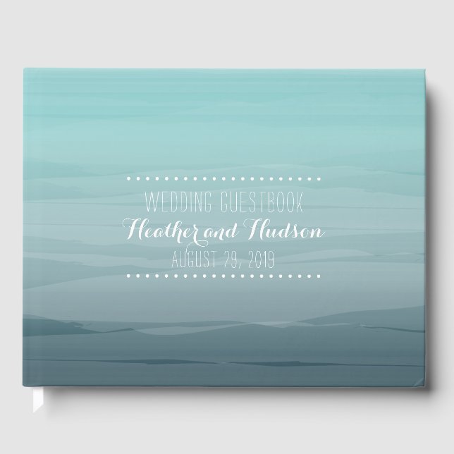 Teal Ombre Wedding Guestbook (Front)
