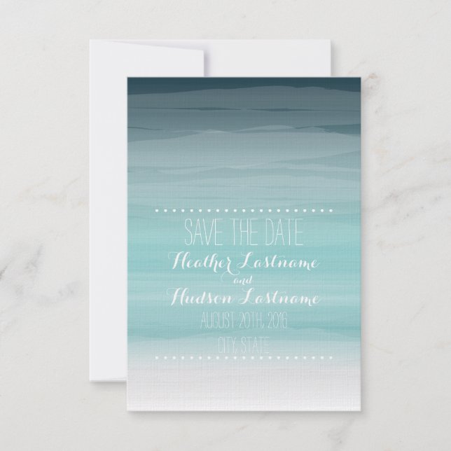 Teal Ombré Wedding Save The Date (Front)