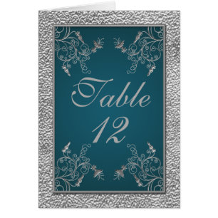 Teal on Pewter Table Number Card