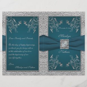 Teal on Pewter Wedding Program