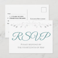 Teal on White Simple Elegant Wedding RSVP