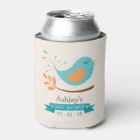 Teal & Orange Bird on Branch Baby Shower