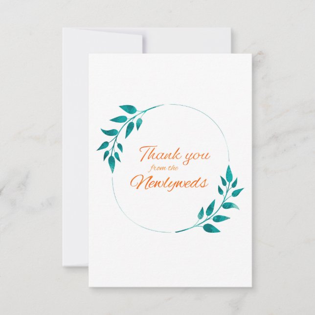 Teal & Orange Floral Thank You Card (Front)