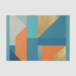 Teal Orange Gold Geometric Abstract Tissue Paper