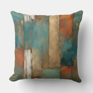 Teal Orange Gold Modern Farmhouse Cushion