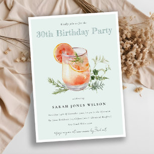 Teal Orange Green Cocktail Any Age Birthday Party Invitation