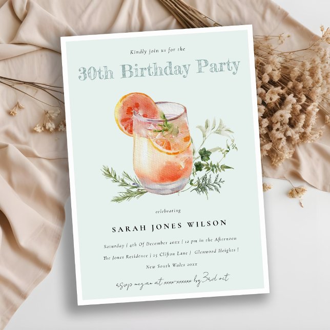 Teal Orange Green Cocktail Any Age Birthday Party Invitation (Creator Uploaded)