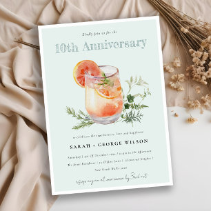 Teal Orange Green Cocktail Any Year Anniversary Invitation