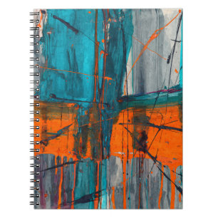 Teal Orange Industrial Drip Abstract Notebook