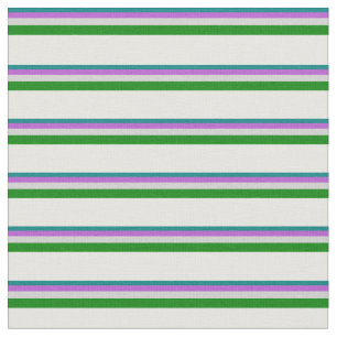 Teal, Orchid, Light Grey, Green, and Mint Cream Fabric