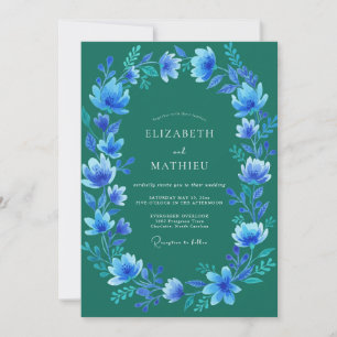 Teal Ornate Winter Wedding Invitation