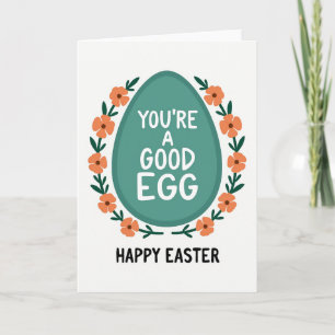 Teal Oval Good Egg Easter Card