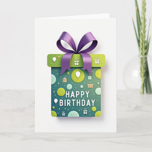 Teal Package Birthday Card