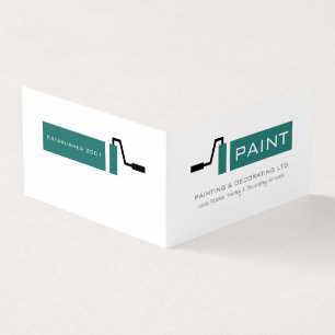 Teal Paint Roller, Painter & Decorator Photo Business Card