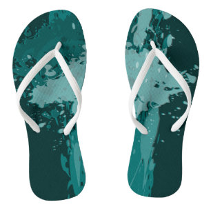 Teal Paint Splatter - Wedding Party Supply - Thongs