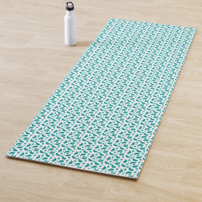 Teal Paisley Floral Pattern • Modern Boho  Yoga Mat (In Situ)