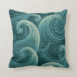 Teal Paisley Timeless Pattern Cushion