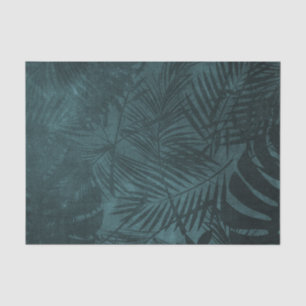Teal Palm Leaves Tissue Paper