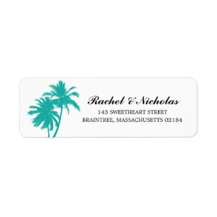 Teal Palm Tree   Return Address Label