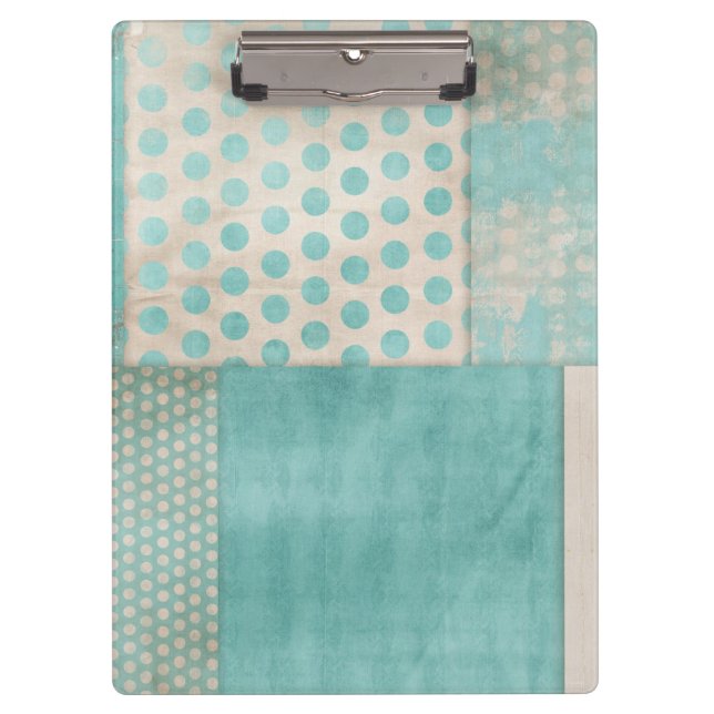 Teal Pattern Quilt Blocks Clipboard (Front)