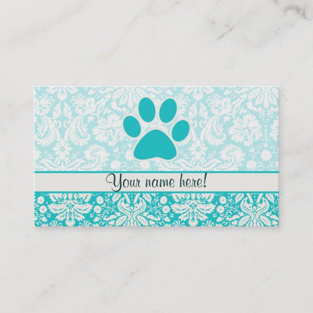 Teal Paw Print Business Card (Front)
