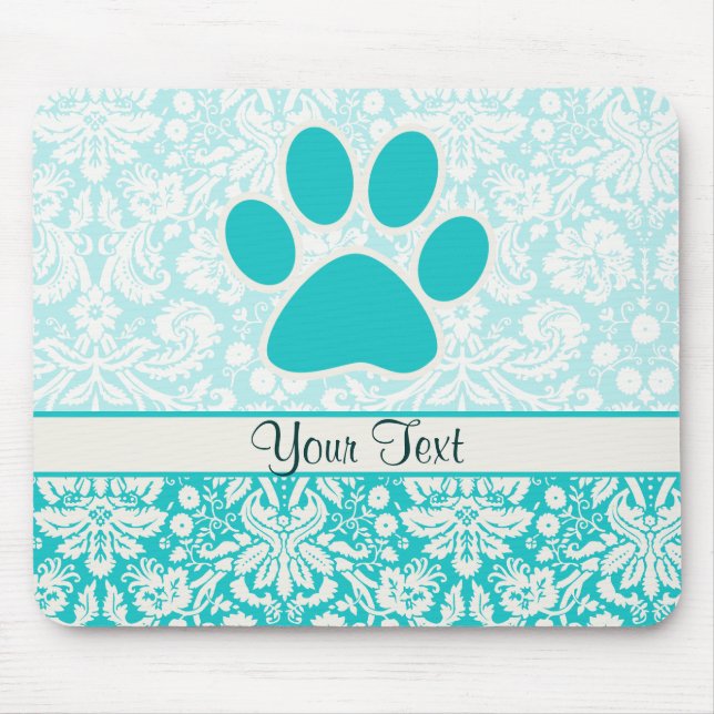 Teal Paw Print Mouse Pad (Front)