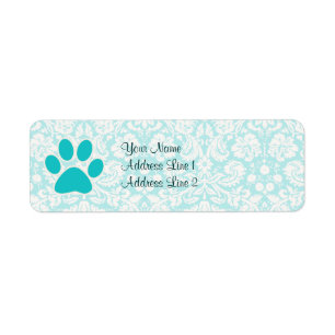 Teal Paw Print Return Address Label
