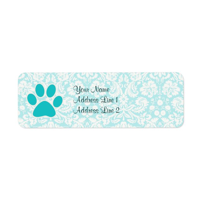 Teal Paw Print Return Address Label (Front)