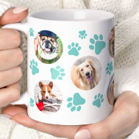 Teal Pawprint 8 Pet Dog Photo Collage