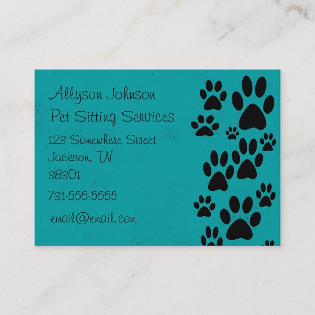 Teal Paws Business Cards (Front)