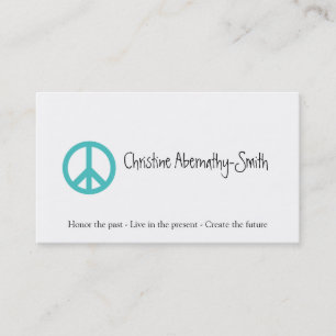 Teal Peace Symbol Business Card