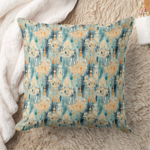 Teal Peach Chandeliers Cushion
