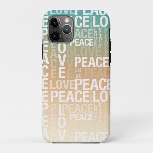 Teal Peach Gold White Peace Love         Case-Mate iPhone Case (Back)