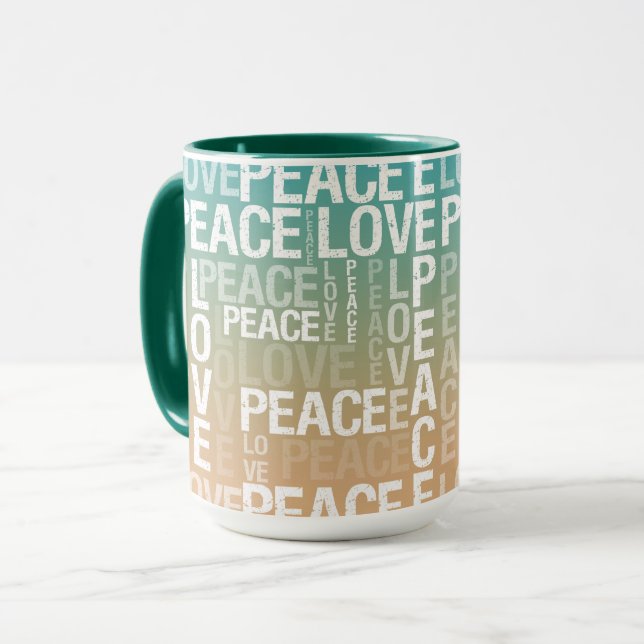 Teal Peach Gold White Peace Love              Mug (Front Left)