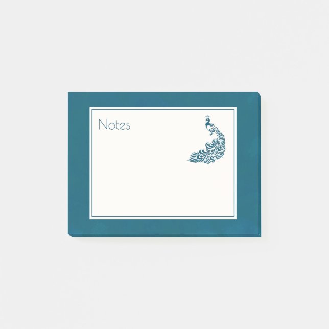 Teal Peacock Bold Stylish Art Deco Design Post-it Notes (Front)