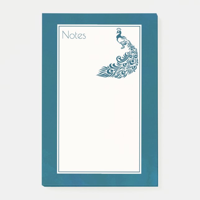 Teal Peacock Bold Stylish Art Deco Design Post-it Notes (Front)