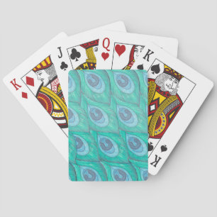 Teal Peacock Feather Playing Cards